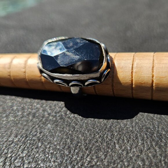 Black Onyx and Sterling Silver Ring - Picture 2 of 6